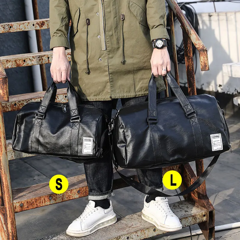 Bolso De gimnasio De cuero PU para hombre y mujer, bolsa deportiva seca y húmeda para entrenamiento, bolso De hombro para viaje, XA18A - imagen 3