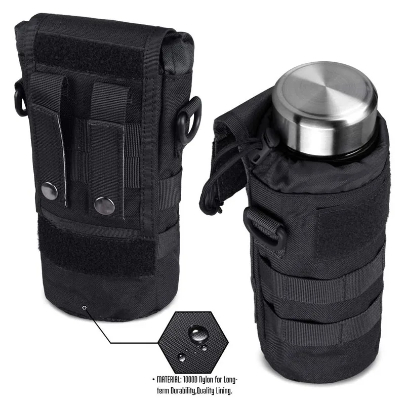 Bolsa táctica para botella de agua de 1,5l, bolsa plegable, soporte para hervidor, para acampar al aire libre, caza, portador de hidratación, nailon 1000D - imagen 5