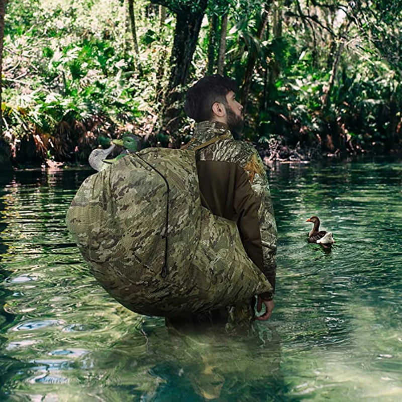 Bolsas de señuelo de malla, bolsas de caza de camuflaje, bolsa de señuelo de pato para Ganso, pavo, aves acuáticas, equipo de caza Drake, correas de hombro ajustables - imagen 4