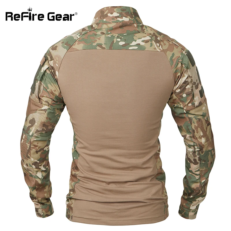 ReFire Gear-camisetas tácticas de camuflaje para hombre, camisas elásticas transpirables, militares, soldados SWAT de combate del Ejército, Verano - imagen 3