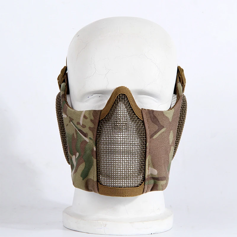 Máscaras tácticas Airsoft, malla de red de acero y Metal, máscara protectora para las orejas, caza en el campo, juegos de guerra al aire libre, tiro táctico, máscara de Paintball - imagen 5