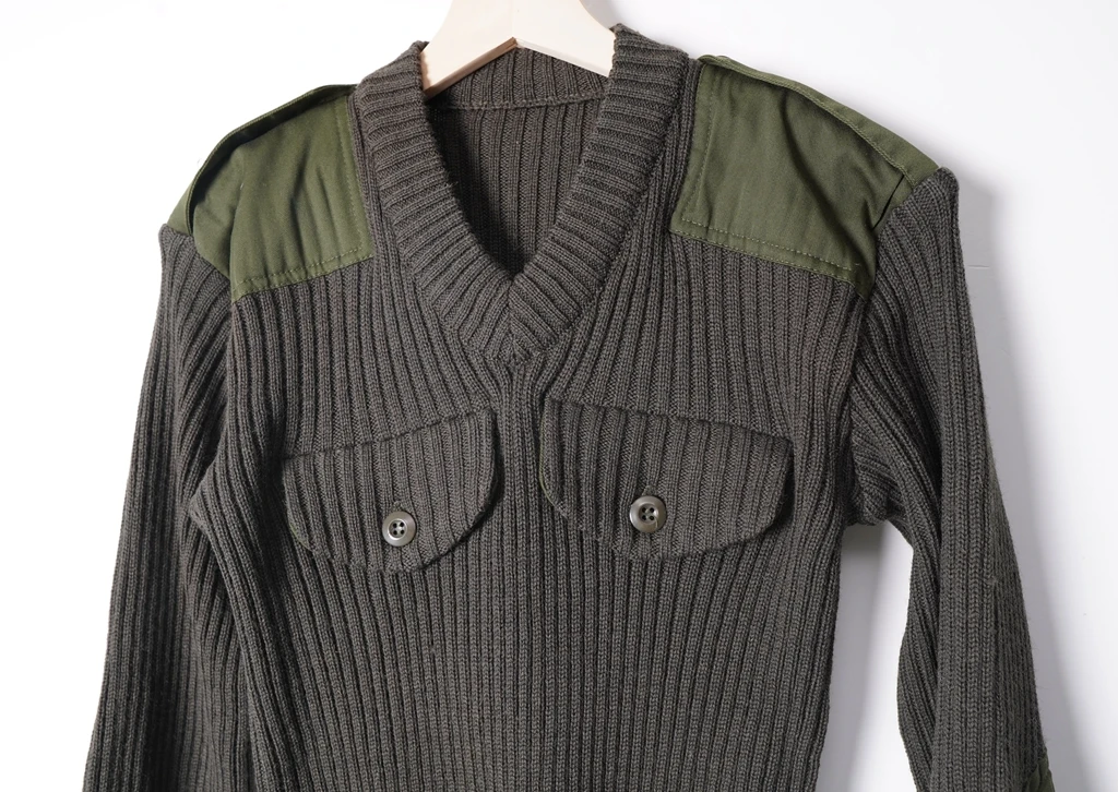 SMTP-suéter de lana pura YJ18 100%, suéter táctico con cuello en V, retro, británico, alemán, de cuello de pollo, Saddle - imagen 4