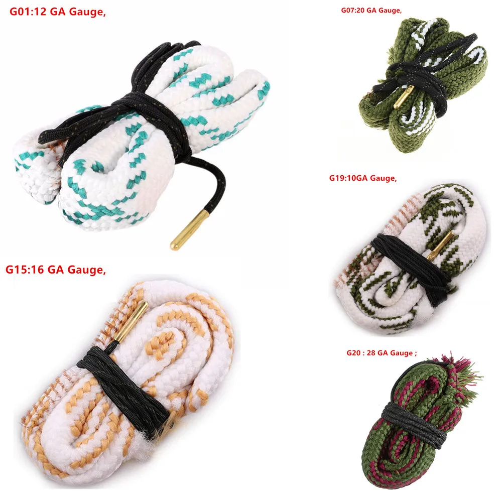 Cepillo de calibre para Rifle de pistola, cuerda de limpieza para escopeta, 12GA, 20GA, 16GA, 10GA, 28GA, Kit limpiador, arma táctica para caza, accesorios