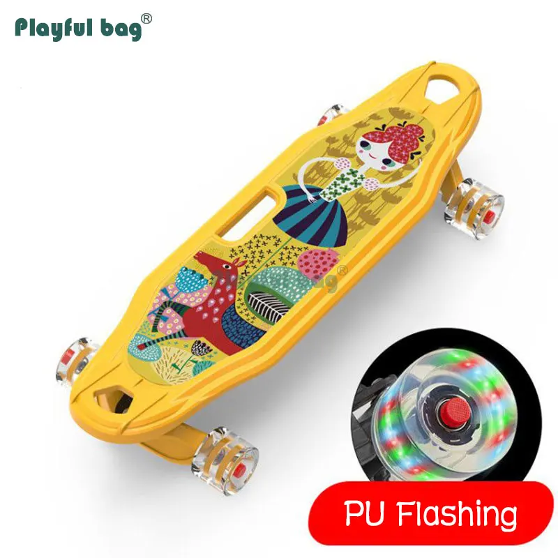 Skateboard de plástico de ingeniería duradera, bolsa lúdica con parpadeo, cuatro ruedas, tabla de Skate alargada para niños MA18 - imagen 5