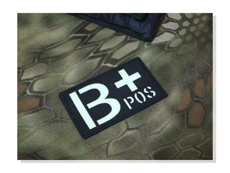 Parche militar de tipo de sangre del ejército SWAT que brilla en la oscuridad, parche A + B + AB + O + A B O AB POS, gancho y bucle, parche de grupo sanguíneo luminoso - imagen 5