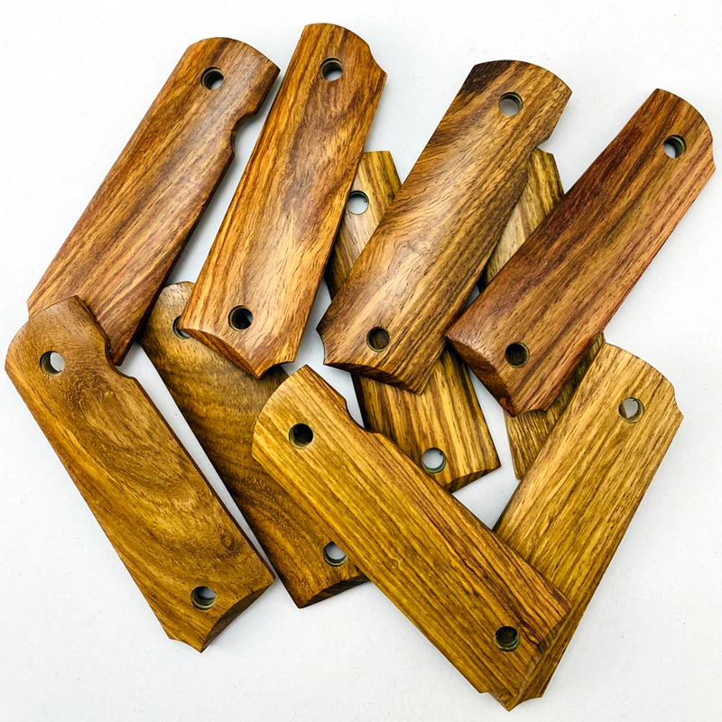 2 piezas 1911 empuñaduras de madera de pera amarilla africana empuñaduras parche empuñaduras personalizadas empuñaduras CNC - imagen 5