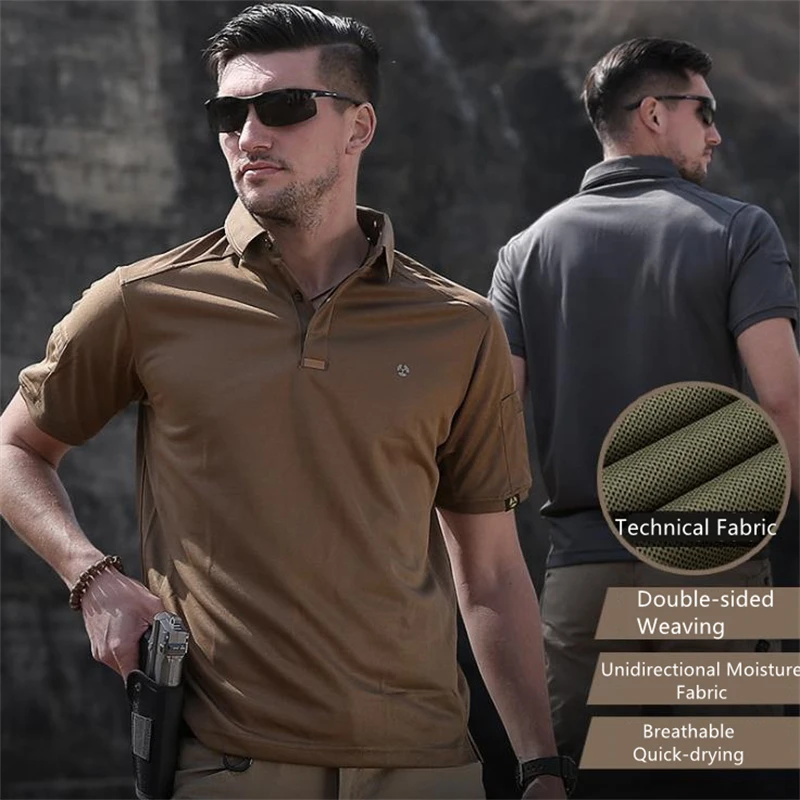 Polo de manga corta para hombre, camiseta de secado rápido para exteriores, camiseta informal transpirable para Golf y senderismo - imagen 2