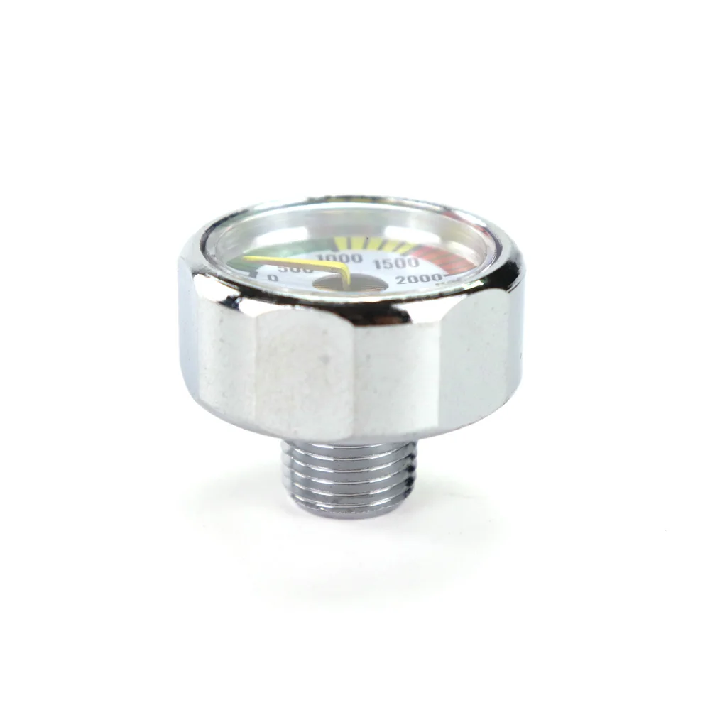 Manómetro para Paintball Air Mini, medidor de presión de 2000PSI, manómetro, rosca de 1/8NPT, plateado, nuevo - imagen 5