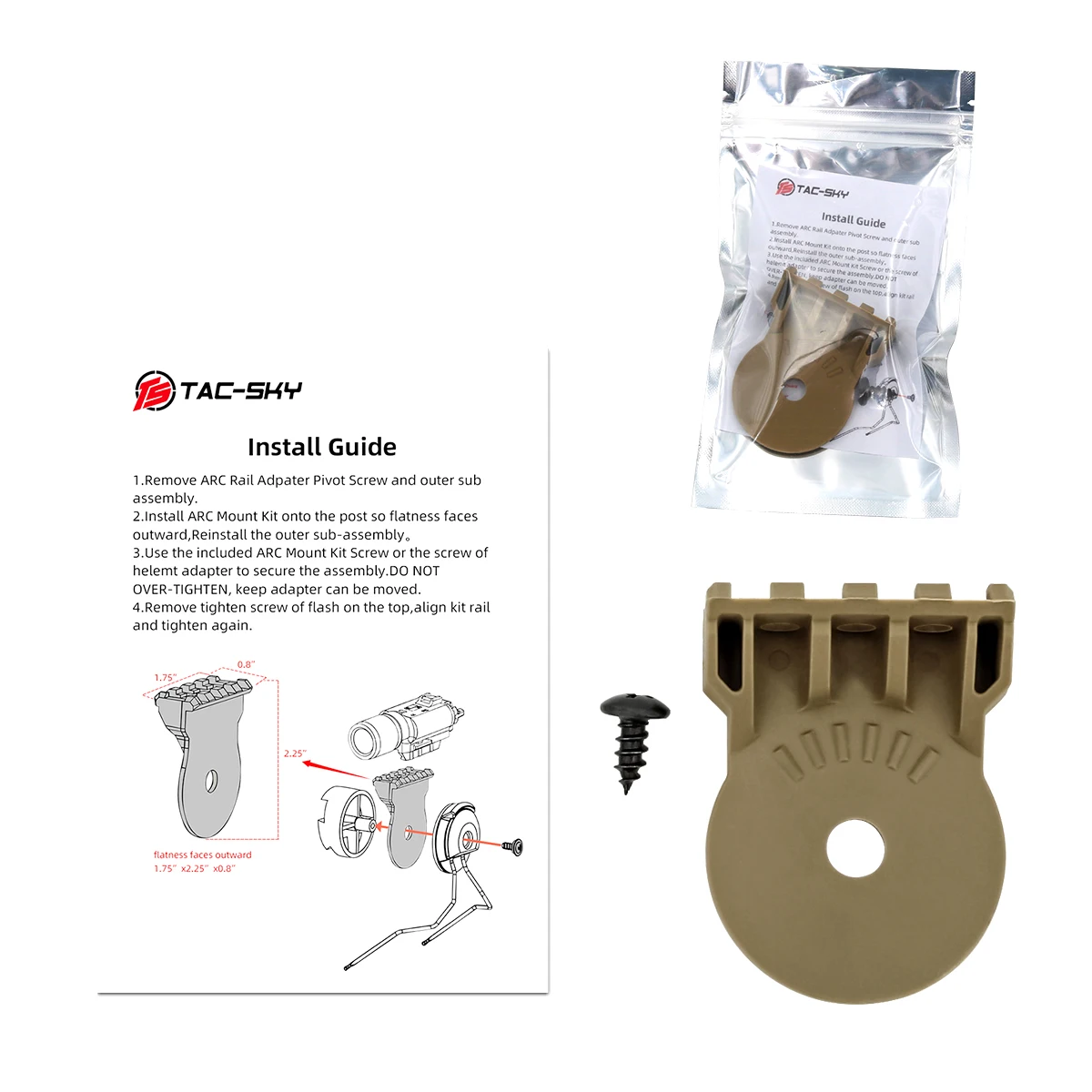 Soporte TAC-SKY para casco táctico, adaptador de pista de arco para luces tácticas, Kit de montaje de plataforma, COMTAC I II III - imagen 2
