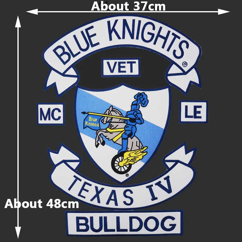 Blue Knights Texas Iv Bulldog MC gran bordado Punk Biker parche adhesivo para ropa sombrero bolsas hierro en el respaldo - imagen 2
