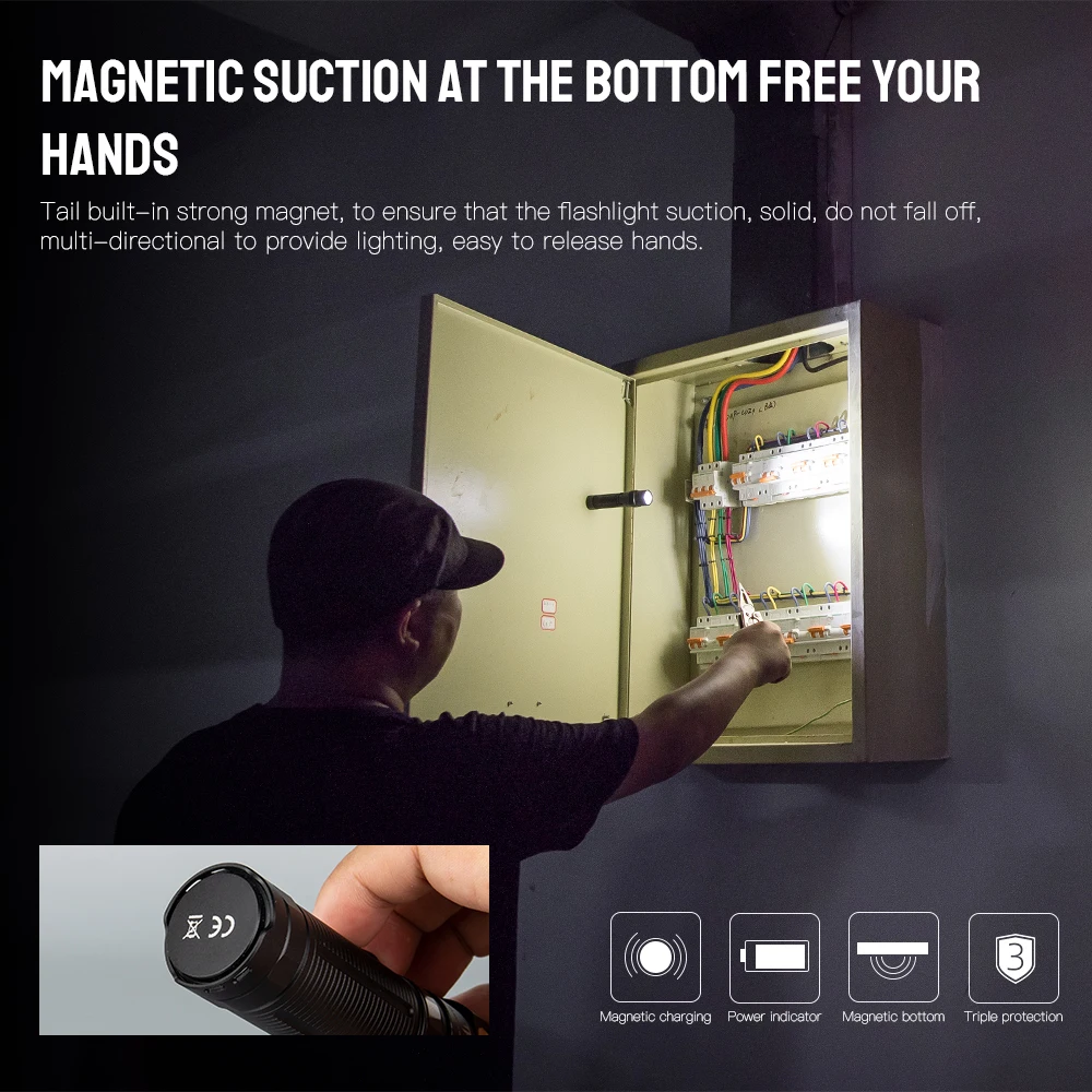 Linterna LED Trustfire MC5, lámpara recargable de 3300 lúmenes, antorchas de batería EDC 21700 con carga USB magnética y indicador de alimentación - imagen 4