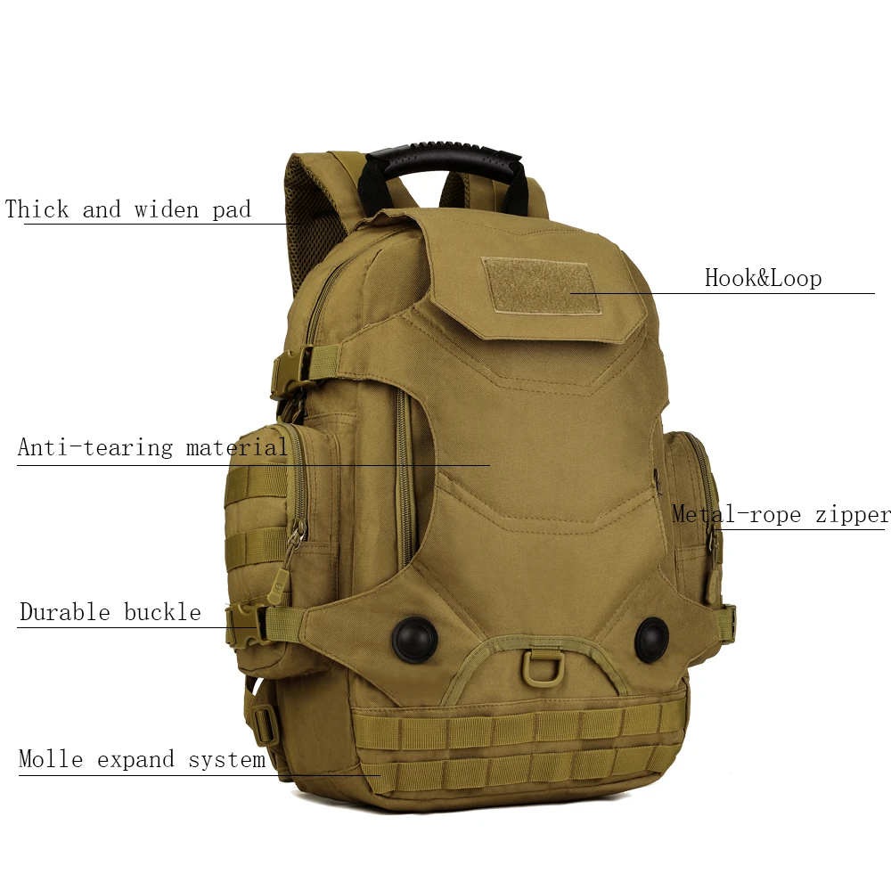 SINAIRSOFT-mochila táctica militar para hombre, bolso de gran capacidad, impermeable, para viaje al aire libre, Camping, 40L - imagen 3