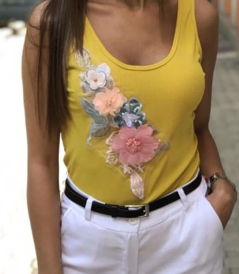 Bordado de flores coloridas para mujer, ropa a rayas, pegatina de retales DIY con aplique de decoración personalizado con personalidad - imagen 3