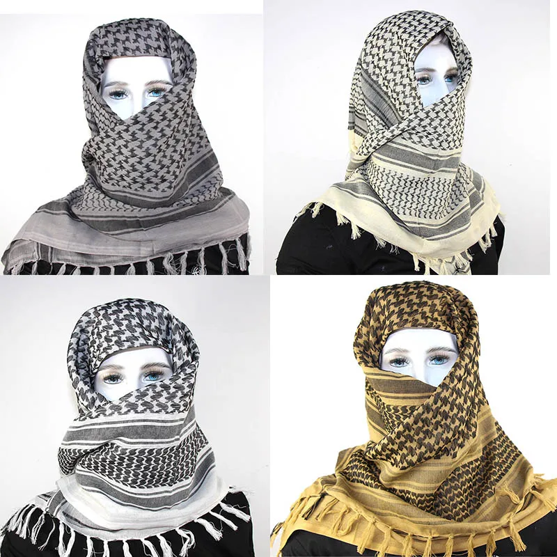 Gran oferta, bufanda árabe Keffiyeh Shemagh, chal de algodón para invierno, cubierta más cálida para el cuello, envoltura para la cabeza, bufanda táctica para acampar a prueba de viento para hombres y mujeres - imagen 3
