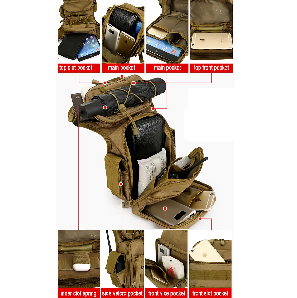 XA936WA-Bolsa de pierna ajustable para hombre, bolso de muslo, cinturón de utilidad, riñonera para senderismo, cadera, motocicleta, deportes al aire libre, 2021 - imagen 5