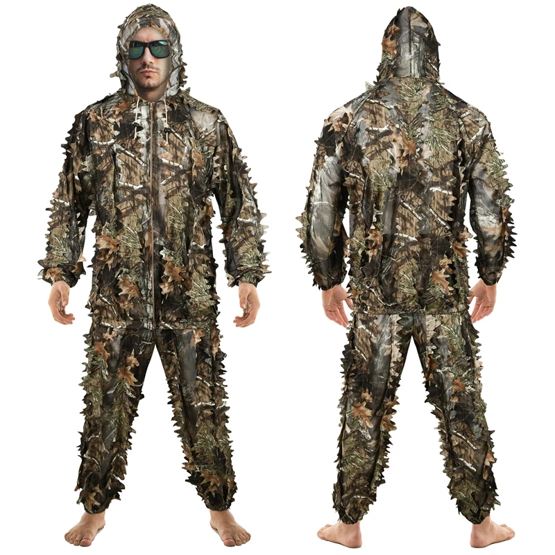 Traje Ghillie biónico de hoja de arce, ropa de caza con capucha CS, transpirable, para observación de aves al aire libre, caza en el bosque, equipo táctico Airsoft - imagen 3