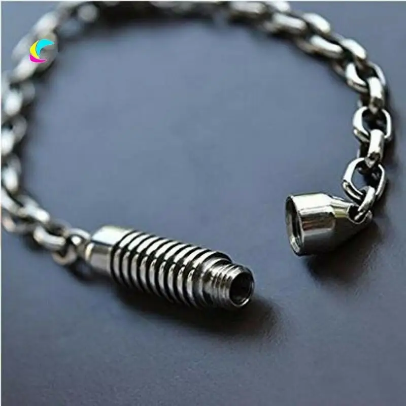 Caja de acero de titanio para hombre, contenedor con sello de Metal, botella, píldoras, pulsera, catenaria de mano - imagen 4