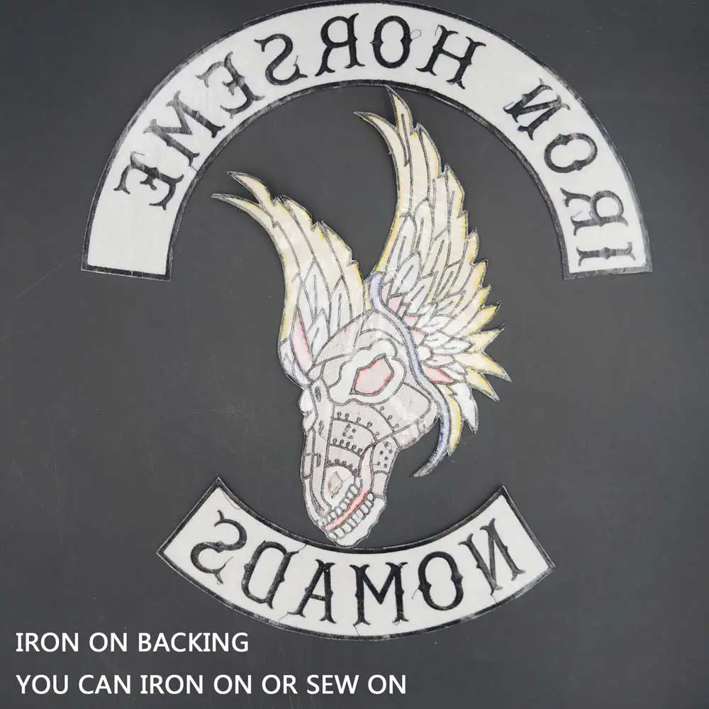 Parche bordado grande de Iron Horse Nomads MC, insignia de motorista para ropa, sombrero, bolsas, planchar en el respaldo - imagen 4
