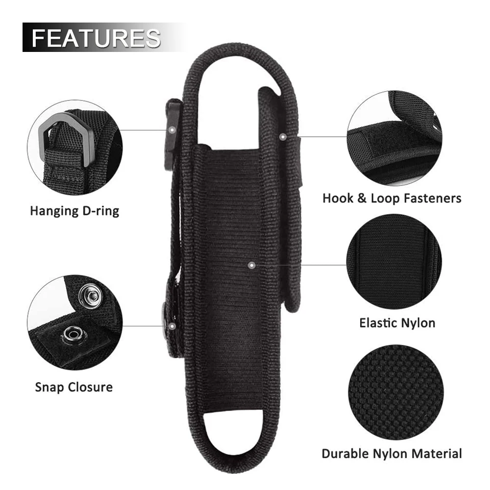 Bolsa Molle para linterna T220 de 5 a 8 pulgadas, soporte táctico de nailon para linterna LED, funda portátil para cinturón, accesorios de caza - imagen 2