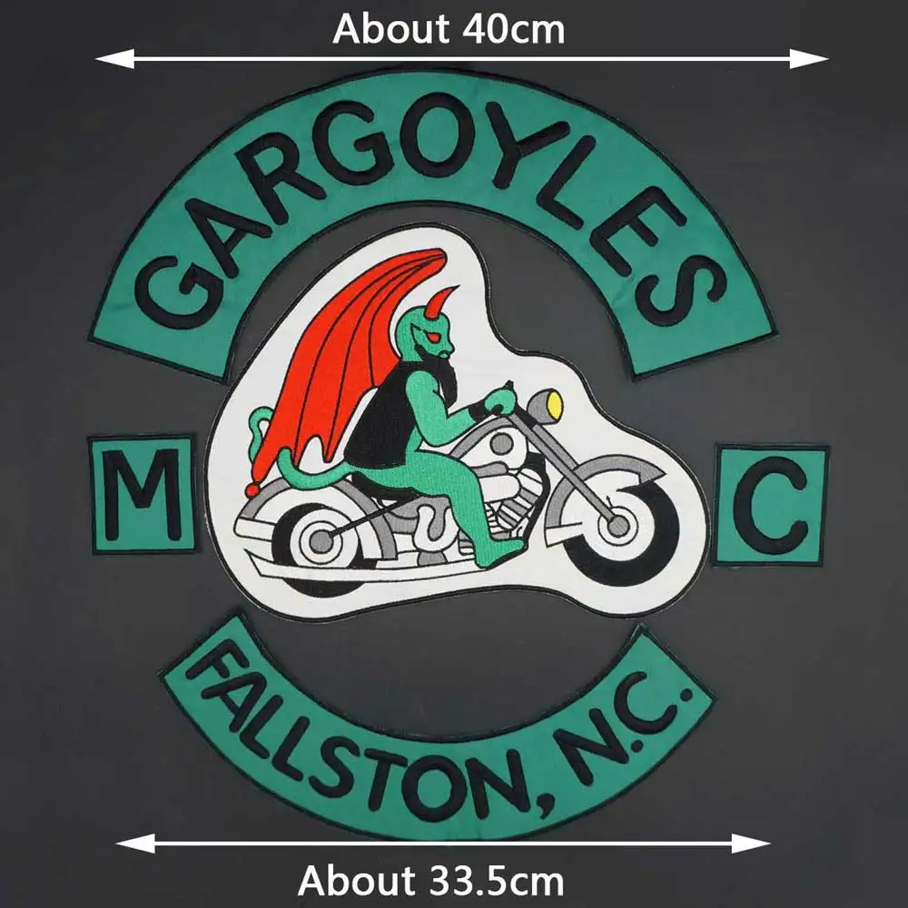 Gargoyles Fallston N.C MC bordado grande motocicleta Biker parche pegatina insignia para ropa sombrero bolsas hierro en el respaldo - imagen 2