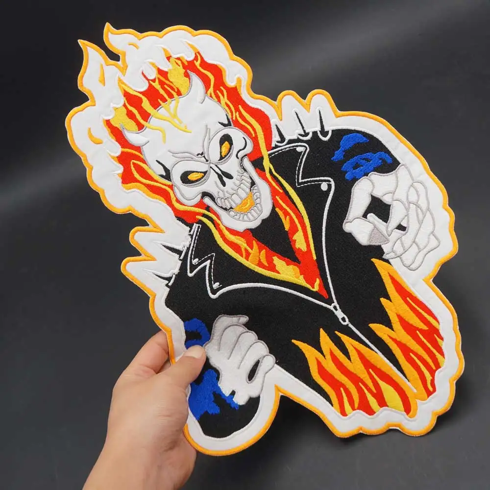 Parches MC grandes para motocicleta, insignia con bordado de Diablo, fuego, insignia personalizada, chaleco de motorista, 1% - imagen 3