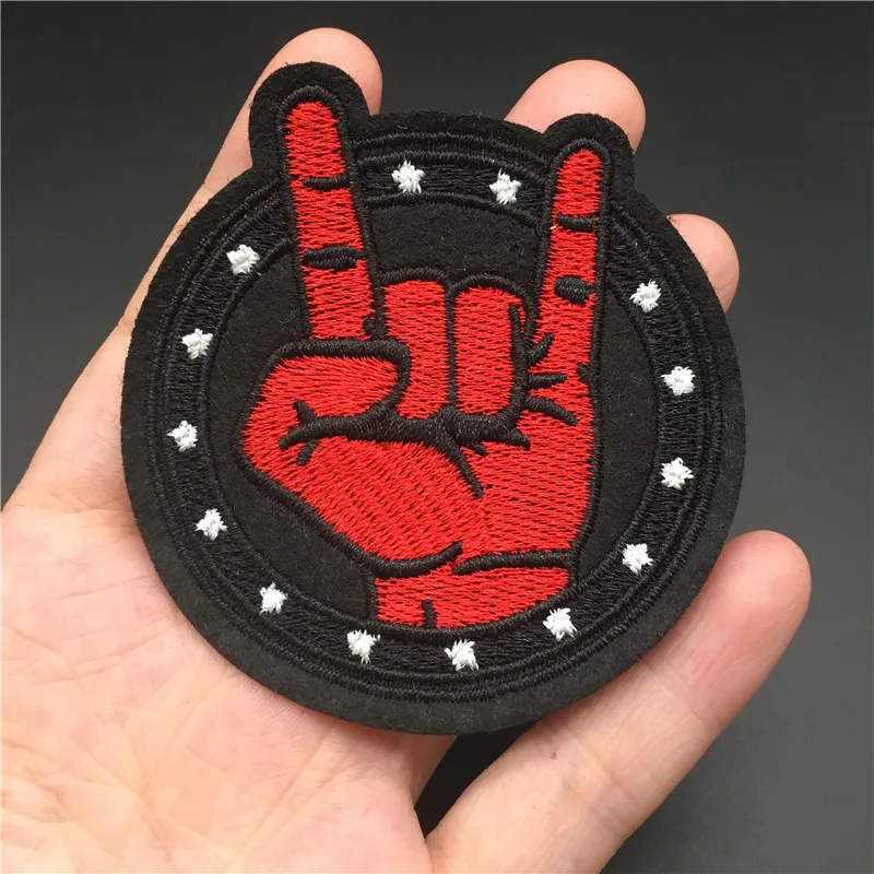 1 Uds. Tamaño del parche de roca: 6,5x6,7 cm DIY bordado raya para ropa mochila hierro en parche costura ropa pegatina apliques insignia - imagen 2