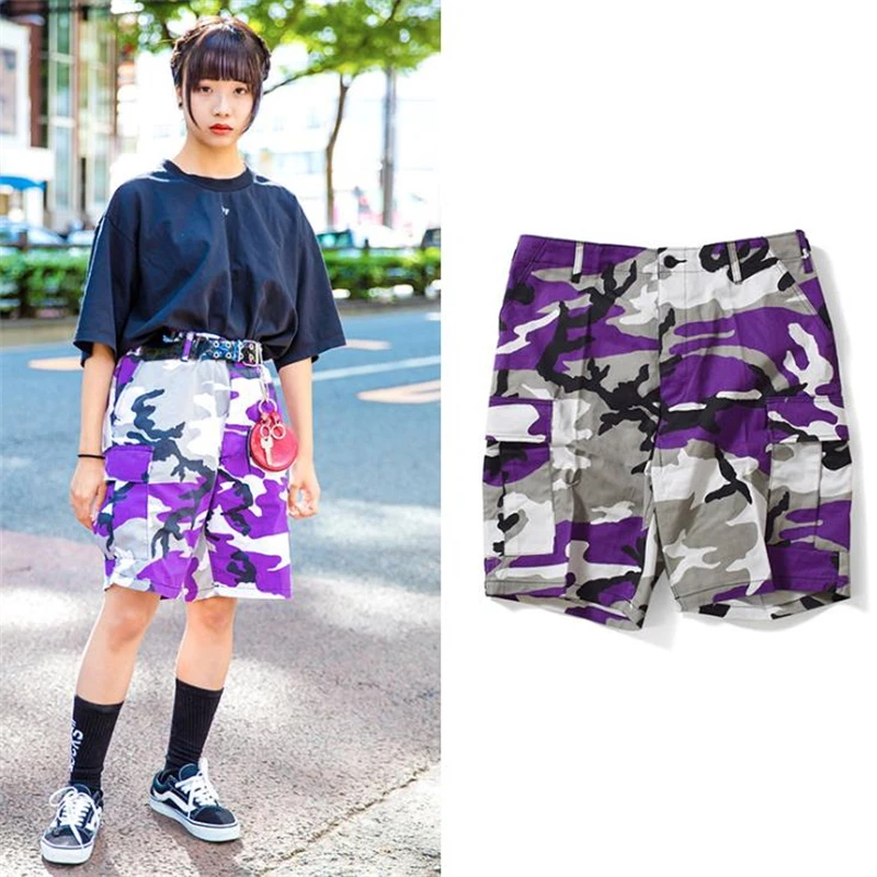 Pantalones cortos de cintura alta para mujer, Shorts Cargo de camuflaje, ropa de calle informal, Hip Hop, Verano - imagen 5
