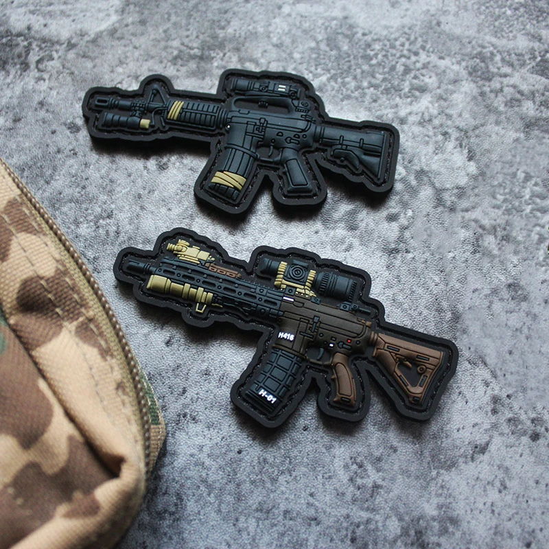 Parche de silicona de PVC 3D armado versión Q CLOT 727 paquete táctico HK416 insignias de brazalete para decoración de mochila de ropa - imagen 4