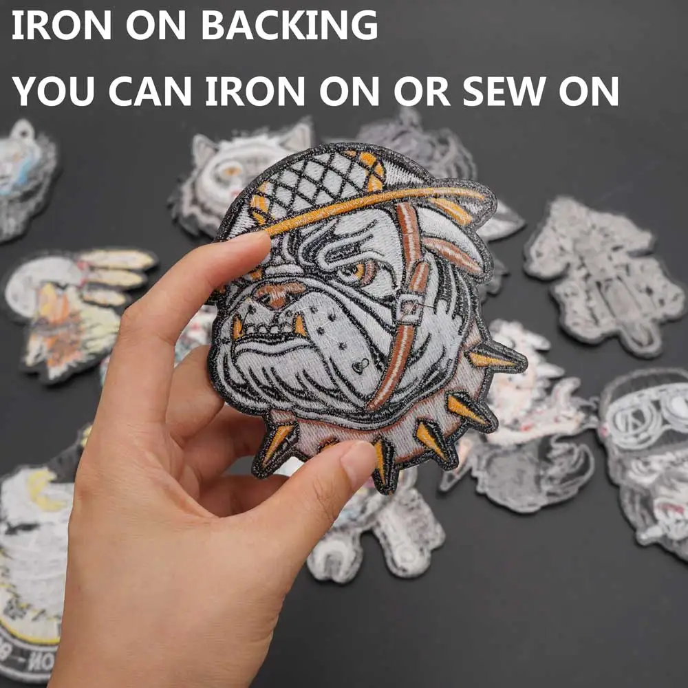 Parches de motociclista Punk bordados de animales, lobo orangután, jabalí, León indio, insignia pequeña para ropa, pegatina, accesorios de ropa - imagen 2