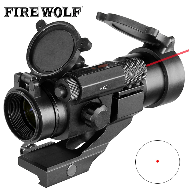 FIRE WOLF-mira telescópica de punto rojo y verde, telescopio de avistamiento de 1x32mm, pistola láser táctica, mira para carril Picatinny