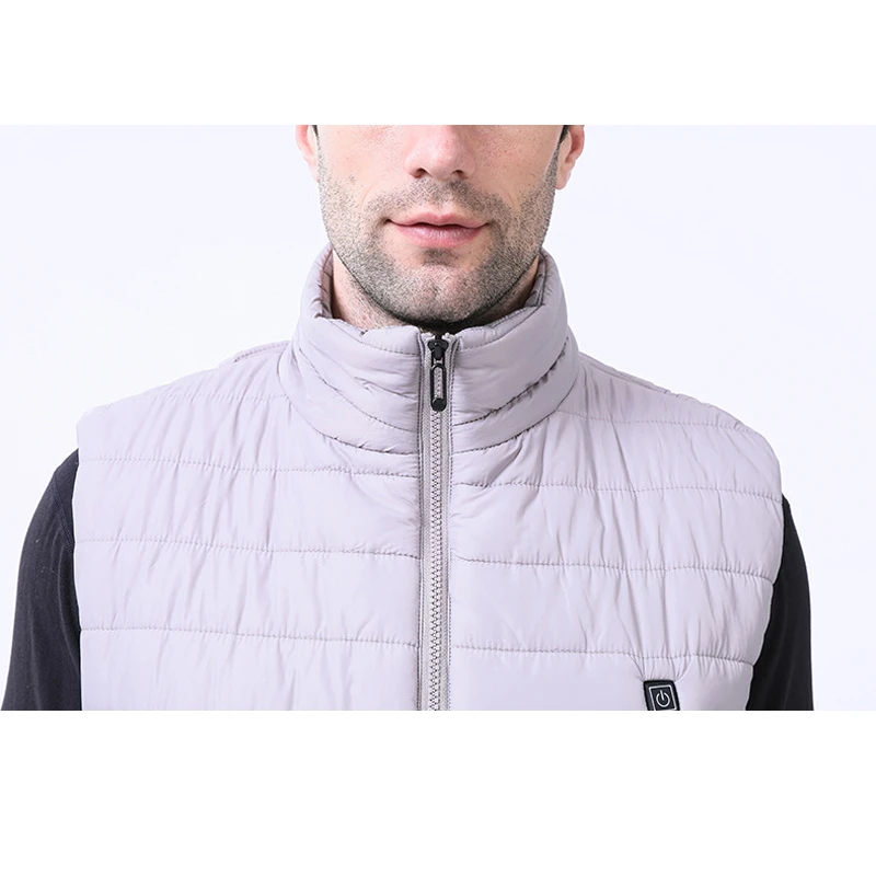 Esdy-Chaleco electrotérmico con relleno de algodón para hombre y mujer, chaleco con carga Usb, calefacción, a prueba de viento, cálido, cuello levantado, para senderismo y Pesca - imagen 4