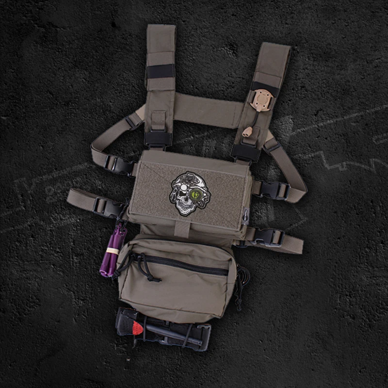 Dispositivo de visión nocturna de calavera, parches bordados, insignia de casco táctico para ropa, mochila, chaleco, apliques DIY - imagen 3