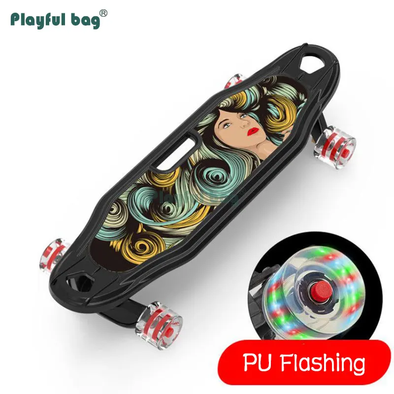 Skateboard de plástico de ingeniería duradera, bolsa lúdica con parpadeo, cuatro ruedas, tabla de Skate alargada para niños MA18 - imagen 4