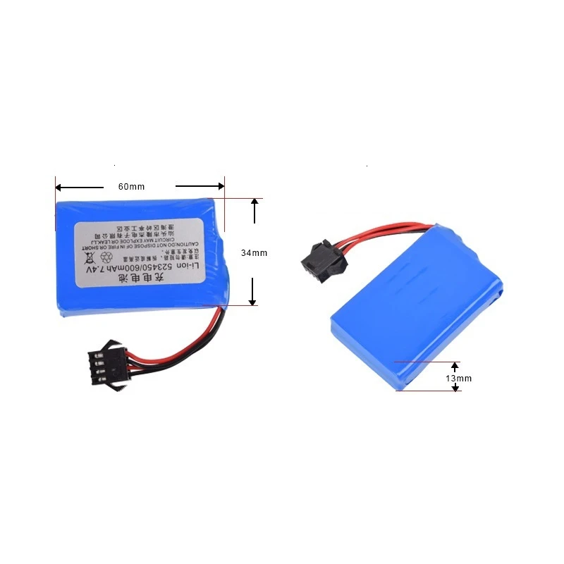 TERANTY Power 1 Uds 7,4 v batería para E561 camión RC coche RC barco 7,4 V 600mAh batería de iones de litio 523450   con enchufe 4P-SM - imagen 2