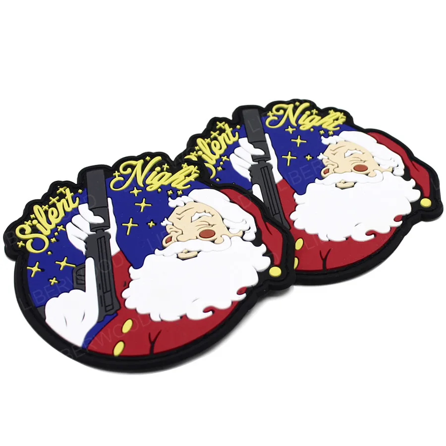 Parche de goma de PVC para Navidad, Parche de Papá Noel, Kriss, Kringle con pistola, insignia de mermelada de hielo - imagen 4