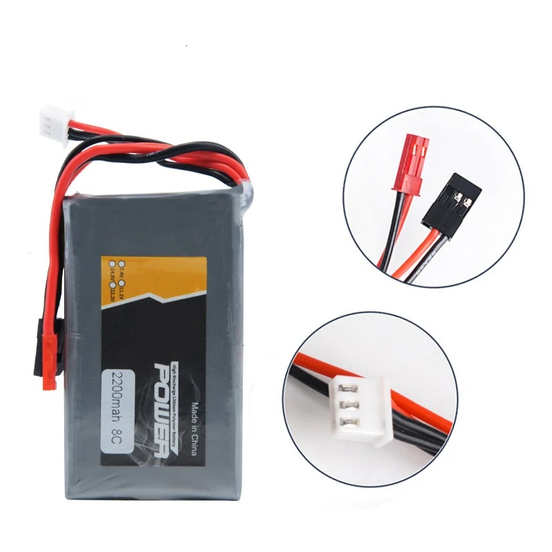 Paquete de batería Lipo de alta potencia 7,4 V 2200mAh 2S para enchufe BBL1 Futaba 3P para batería recargable de Control remoto 14SG 16SZ 18SZ 7,4 v - imagen 3