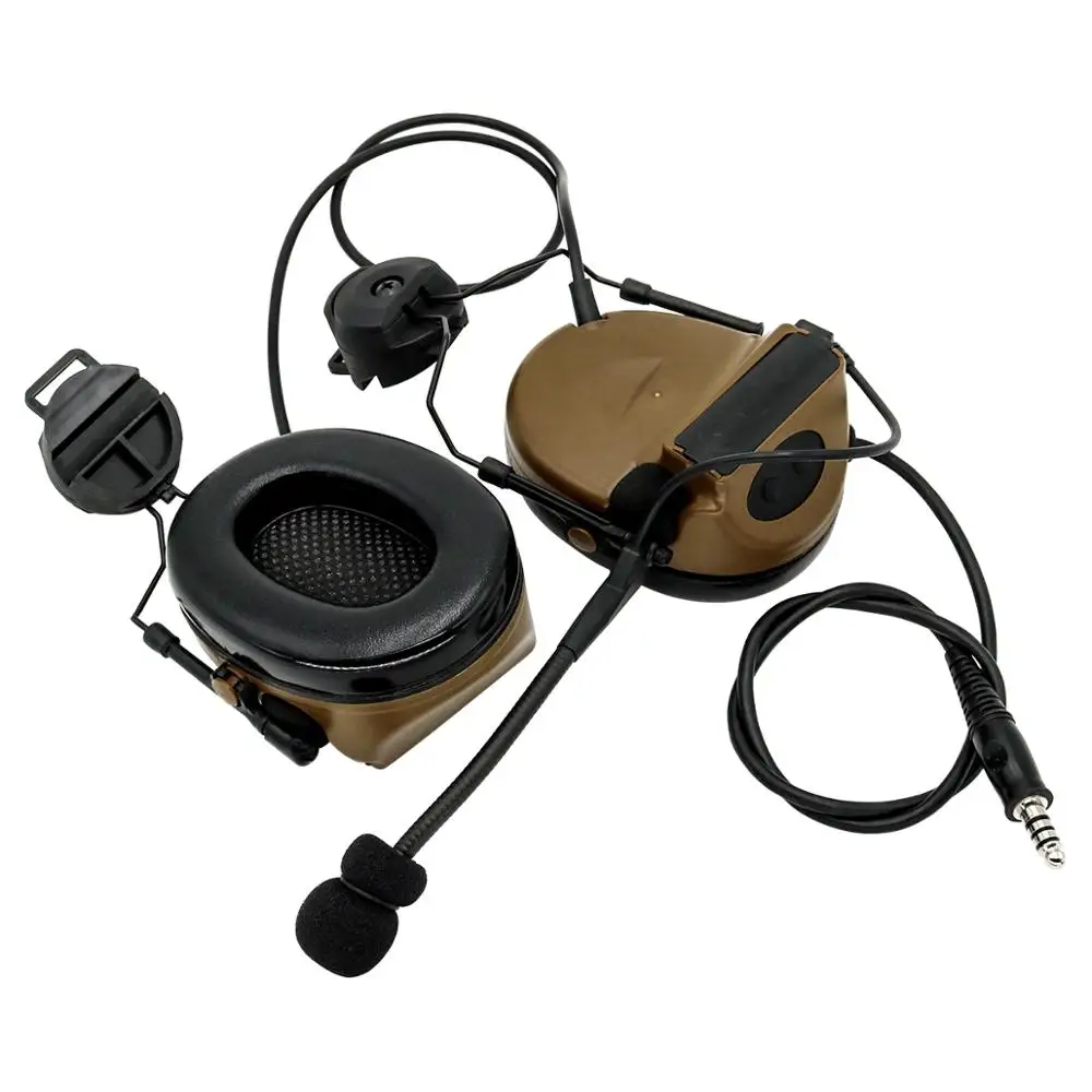 COMTAC II-soporte para casco, versión de captación de auriculares, reducción de ruido, protección auditiva, auriculares tácticos CB + U94 Ptt + adaptador de riel de arco - imagen 4