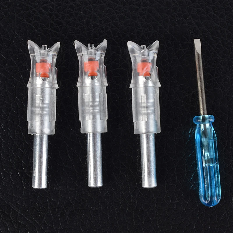 Flecha de Ballesta de tiro con arco, 3 piezas, flecha iluminada automáticamente, cuerda de arco activada, Nock de flecha Led para eje de flecha id7.6 mm