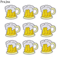 Parche bordado para planchar taza de cerveza Kawaii rayas artesanal
