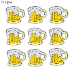 Parche bordado para planchar taza de cerveza Kawaii rayas artesanal