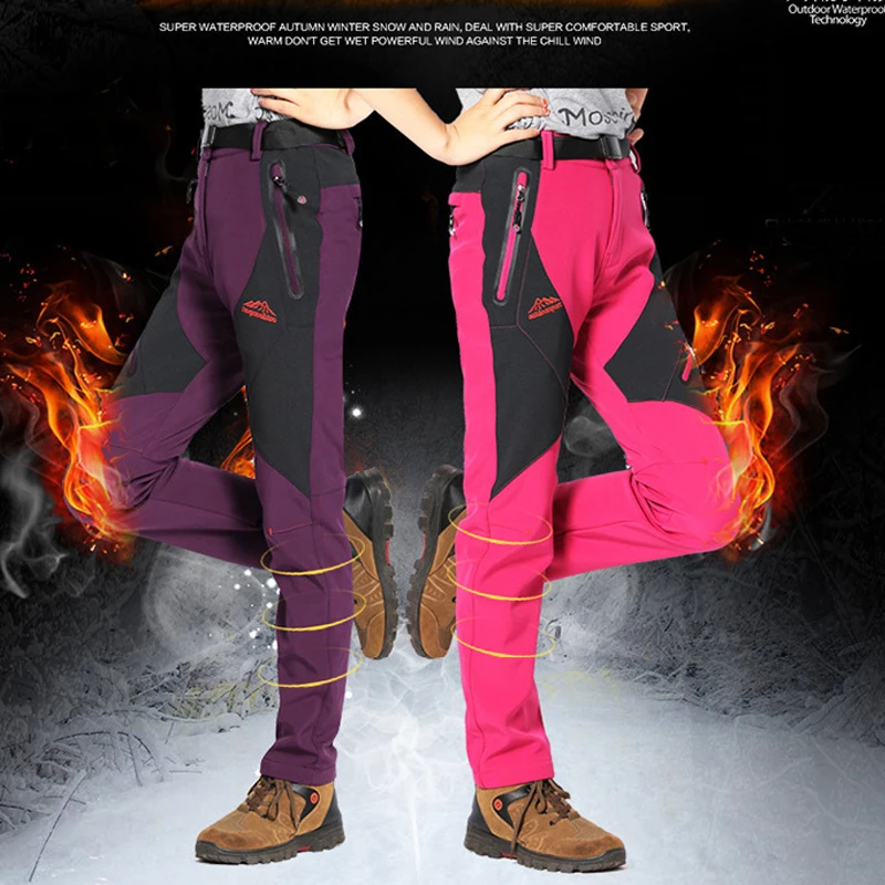 Pantalones de senderismo impermeables transpirables de gran tamaño para mujer, senderismo al aire libre, esquí, Softshell, senderismo, Camping, pantalones de escalada, invierno, 2017 - imagen 4