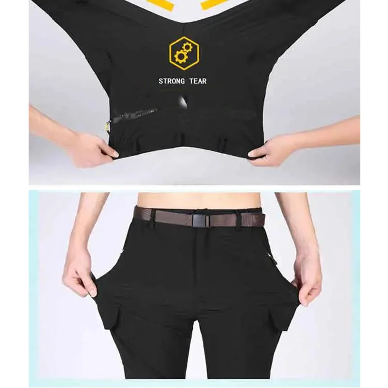 Pantalones de secado rápido desmontables para hombre y mujer, pantalones impermeables, tren transpirable, senderismo, pesca, Camping, escalada, tren, verano, S-6XL - imagen 2