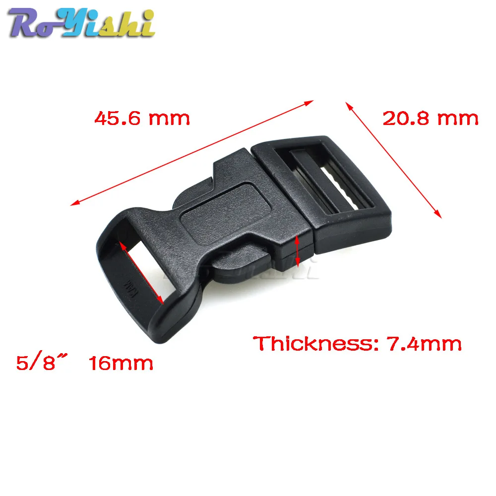 Hebillas de Liberación lateral contorneadas para pulseras de supervivencia Paracord/Collar de perro negro, 10 unids/paquete - imagen 2