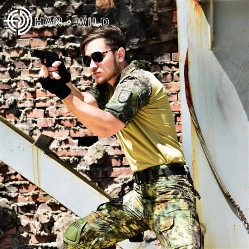 Camisa táctica militar para hombre, camiseta informal de combate de manga corta, camisetas de Paintball Airsoft Unisex, Tops transpirables de secado rápido - imagen 5