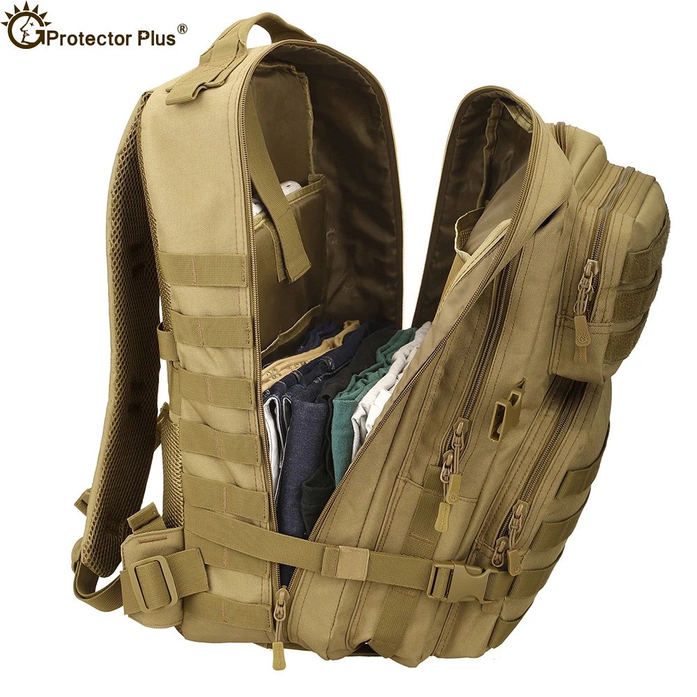 Mochila de camping táctica de gran capacidad para hombres, Camuflaje, viajes, pesca, bicicleta, mochilas de senderismo al aire libre, 45L - imagen 4