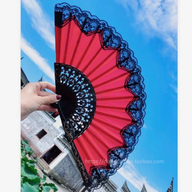 Abanico de madera pintado a mano de estilo español, abanico de encaje de baile personalizado, regalo de boda, 23CM/30CM - imagen 3