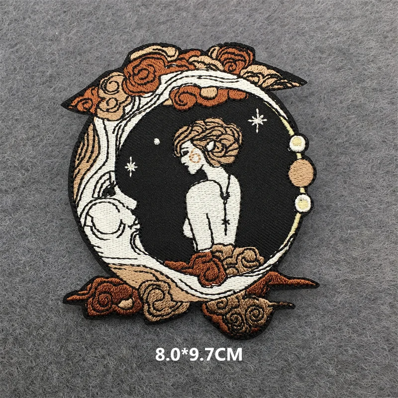 Parches bordados de bruja gótica en la ropa, apliques de decoración Diy para ropa, parches para planchar, insignias Punk, rayas de costura - imagen 2