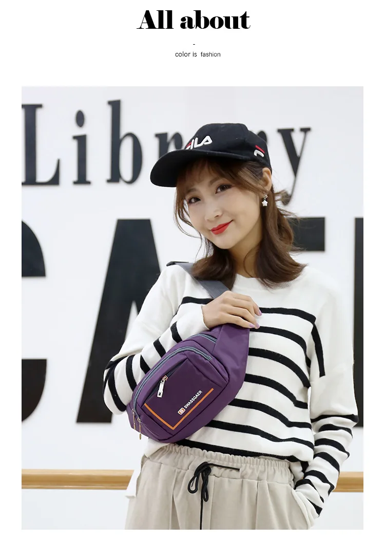 Riñonera a la moda para hombre y mujer, bolsa de cintura Simple para ocio, deportiva, Fitness, con letras, bandolera, paquete de pecho - imagen 4