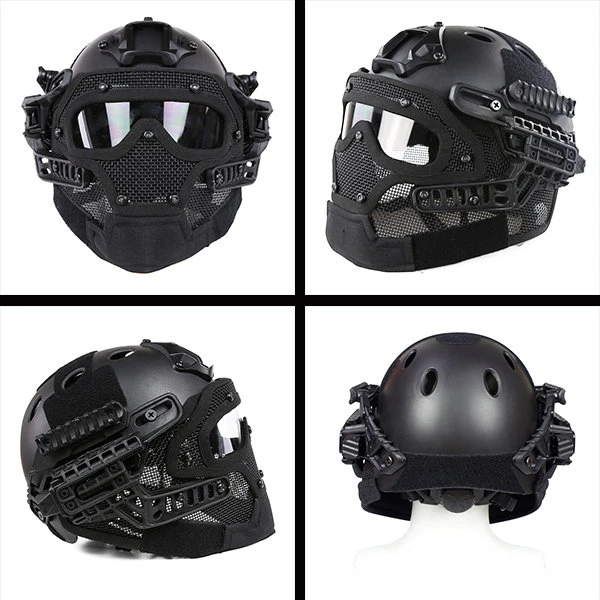 Airsoft PJ tipo Fast casco de seguridad, protector de cara completa, lente de PC, malla de acero, sistema G4, juego de combate, juego de guerra, accesorios de Paintball - imagen 3