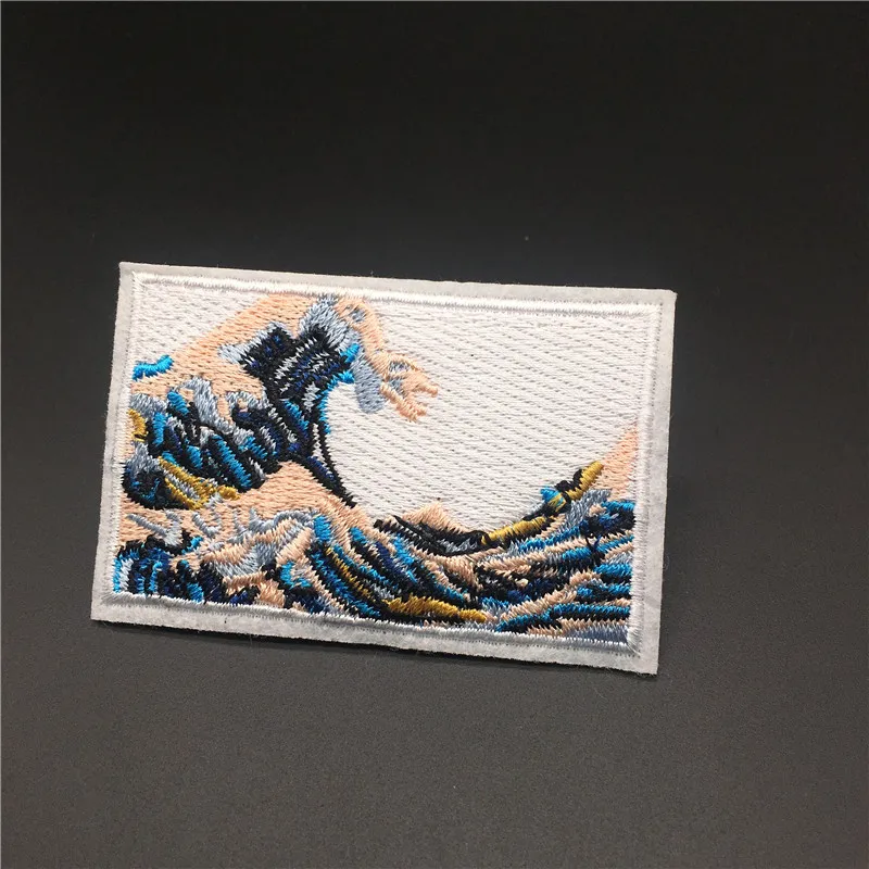 The Great Wave off Kanagawa tamaño: 7,3x4,8 cm apliques, parches, rayas para planchar para ropa, pegatina, insignia bordada, accesorios - imagen 4